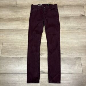 AG Adriano Goldschmied The Prima Mid-rise Cigarette Leg Jeans Purple Size 27R
